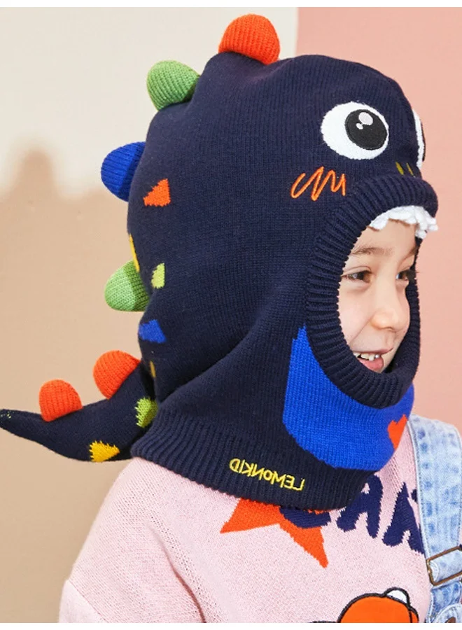 LITTLE SURPRISE BOX Knitted Dino Mini Heart themed Winter Cap covering  Neck Ears and Head for Minus degree Temperature5 yrs and above