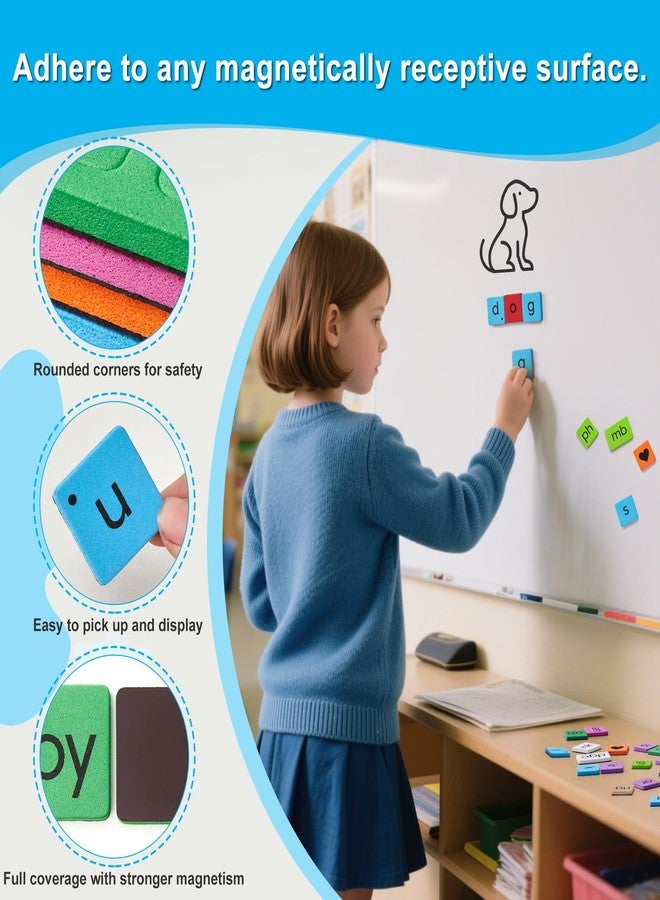 QUYSK Set of 6 Classroom Magnetic Letter Tiles for Phonics and Spelling, Bulk Letter Tiles Alphabet Magnets Kids STEM Phonics Manipulatives for Students Teachers, Kindergarten to 3rd Grade Preschool - Image 4