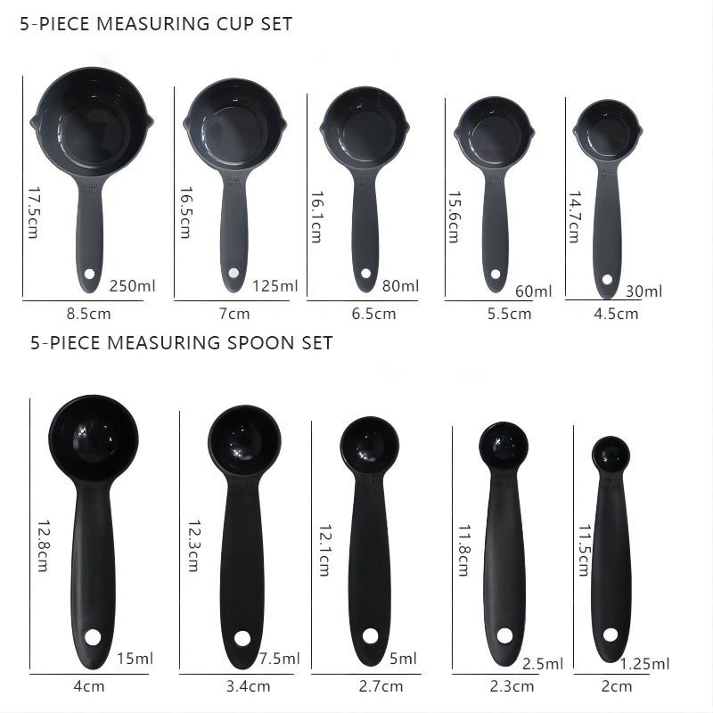 Smithcraft Cute Plastic Measuring Set of 10, 5 Cups & 5 Spoons for Baking & Cooking, Khaki - Image 5