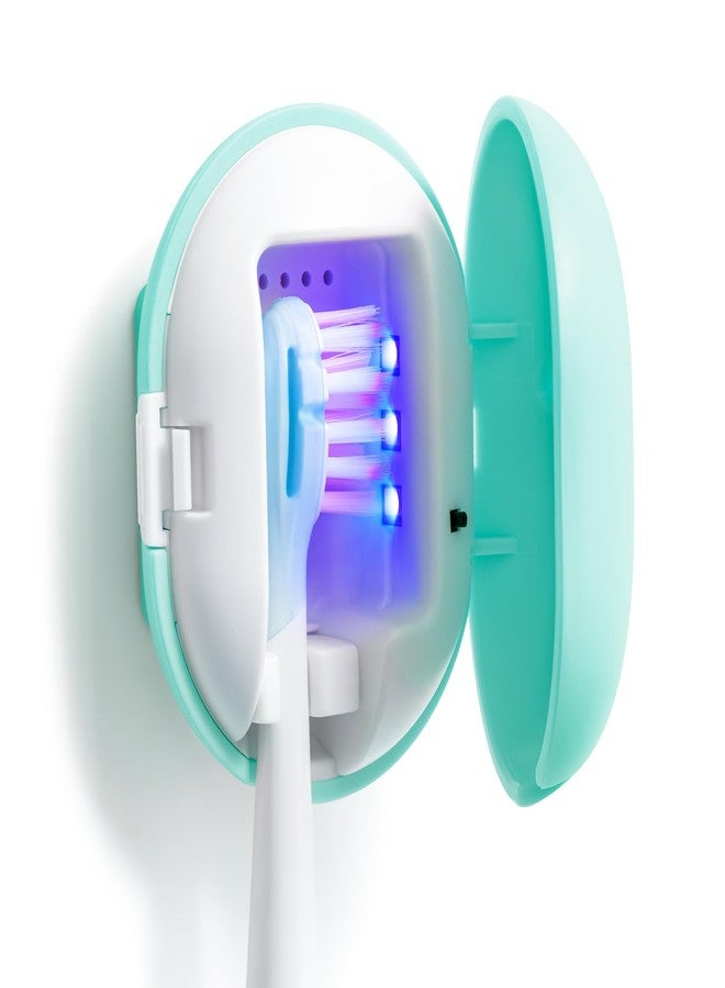 GoLashFun Toothbrush Sterilizer, Toothbrush Travel Containers With Holder, Portable USB Charging Blue Light Toothbrush Cleaner Case (Pale Blue - Image 1