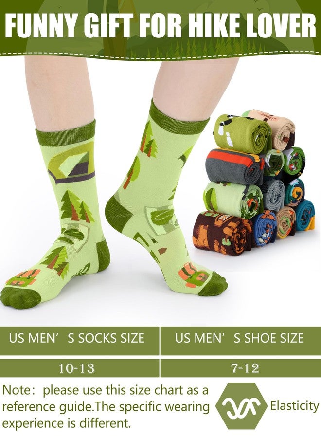 Shyyween 12 Pairs Hiking Socks for Men Novelty Cotton Crew Socks with Nature Forest Tree Mountain Camping Designs Adventure Hiking Gifts for Outdoor Lovers Christmas Stuffers - Image 5