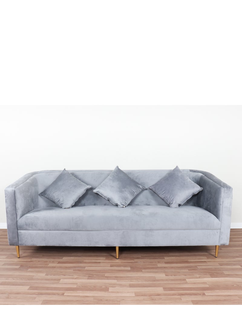 HOMEVEO 8 Seater Living Room Set 4 Pieces - 2 3 Seater Sofas - 2 Grey Single Chairs 220x62x80 cm  - Image 2