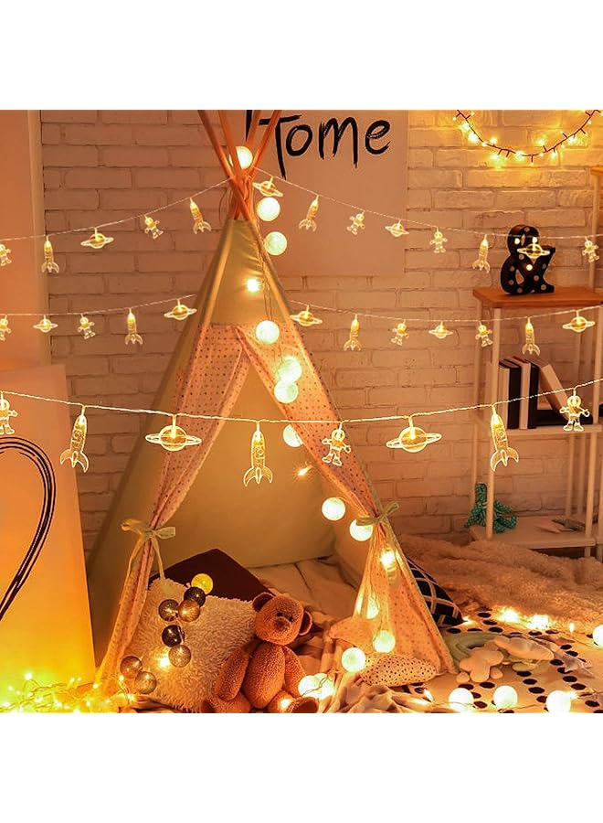 erorex Children'S Room Led String Light 20 Led Astronaut Spaceship Rocket Pendants Holiday Party Lights Outerspace Room Decor Wedding Around The Garden Party Patio Warm White - Image 2
