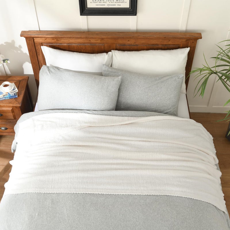 JOOJA Knit Throw Blanket Super Soft Warm Blanket for Couch Lightweight Fluffy Blanket for Bed Sofa 60x80 Inches Cream - Image 2