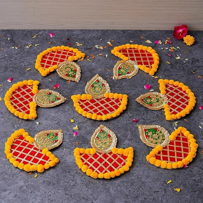 Sanvatsar Traditional Diwali Rangoli Set, Decorative Flower Patter for Festival Home Decor (Diya Rangoli Pom) - Image 1