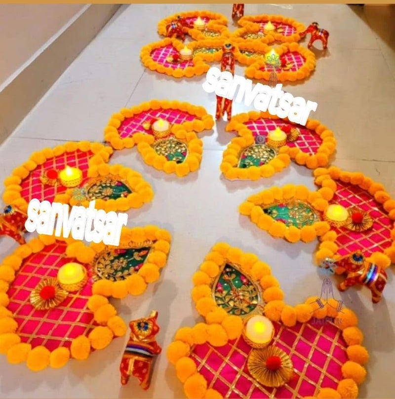 Sanvatsar Traditional Diwali Rangoli Set, Decorative Flower Patter for Festival Home Decor (Diya Rangoli Pom) - Image 3