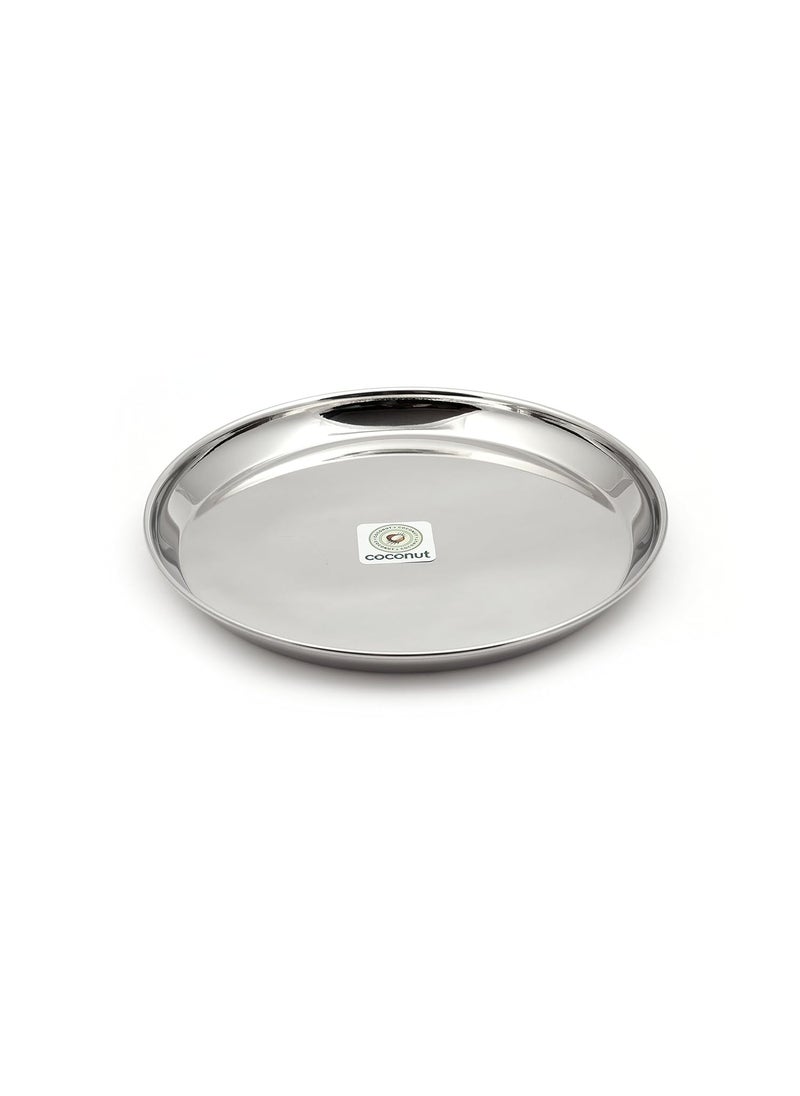 KCL Coconut Stainless Steel Kanchan Bogi Plate/Thali - 1 Qty (Diameter 11 Inch) 