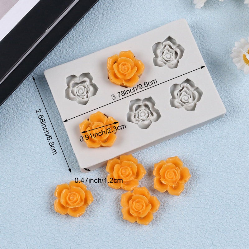 Jaczora 3PCS Rose Flower Silicone Mold, Mini Rose Fondant Chocolate Molds for Baking Cookie Sugarcraft Clay Cupcake Toppers Cake Decorating Wax Making - Image 2
