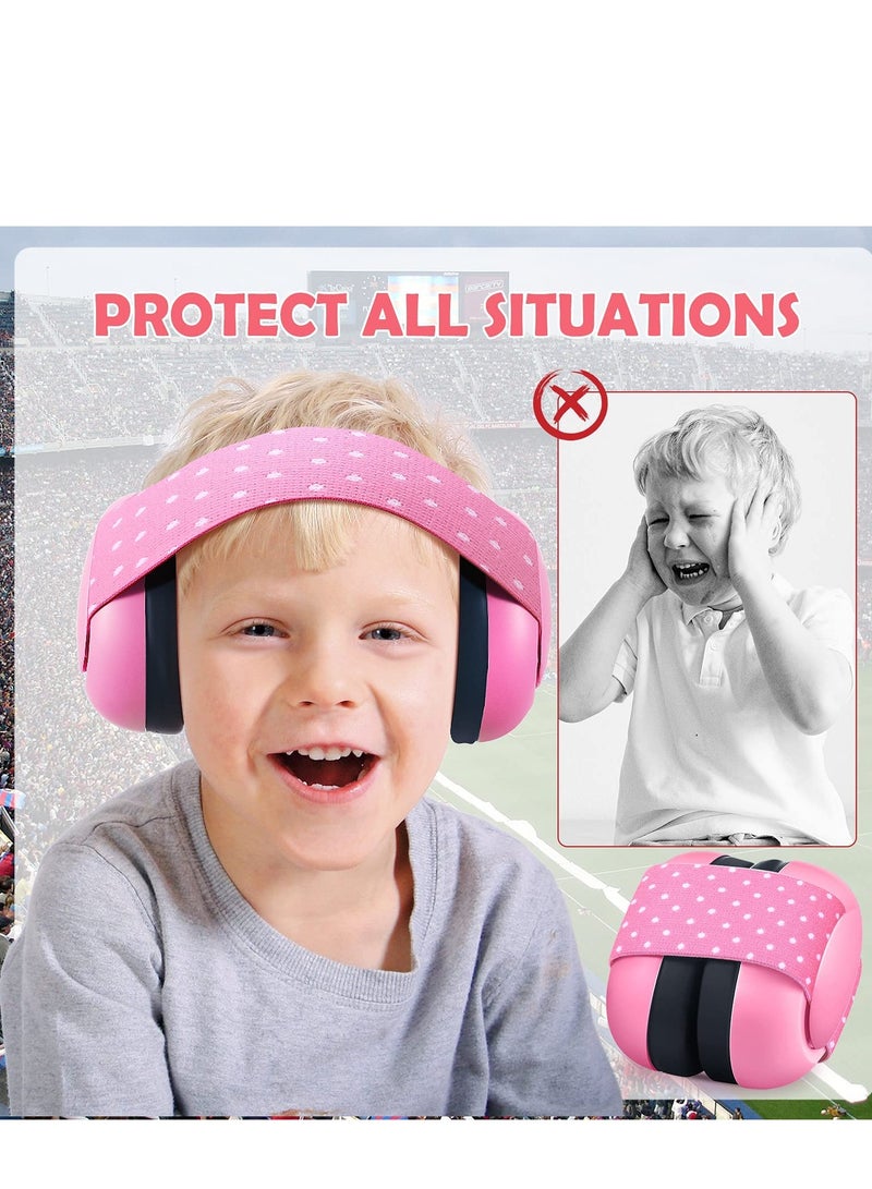 Baby Earmuf, 2-24 Months Adjustable Baby Ear Protection Earphones Noise Reduction Earmuf with Cloth Bag Soundproofing for Newborns Pink - Image 5