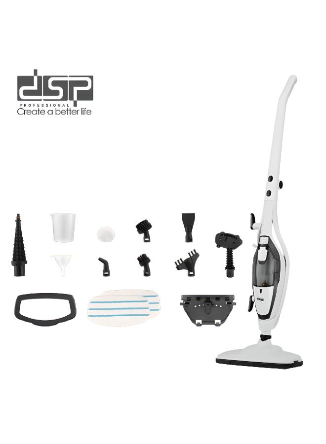 DSP For floor cleaning, with a folding wand and rotating steering, a removable 400ml water tank, chemical-free cleaning, safe for all enclosed floors, and 1500W non-slip suction. - Image 1