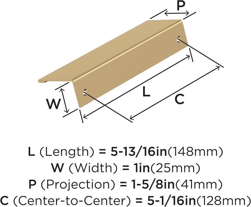 Amerock Edge Pulls 5-1/16 inch (128mm) Center-to-Center Champagne Bronze Cabinet Edge Pull - 10 Pack - Image 4