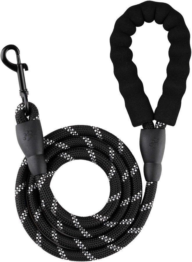 CROWATTS 5 FT Strong Durable Nylon Dog Leash with Comfortable Padded Handle and Highly Reflective Threads for Small,Medium and Large Dogs(5 FT, Black)