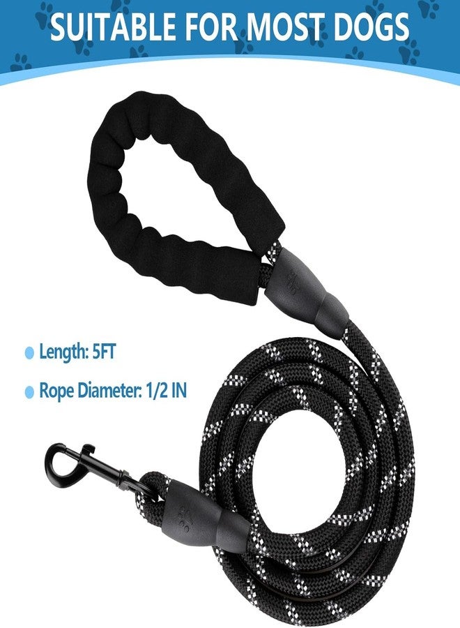 CROWATTS 5 FT Strong Durable Nylon Dog Leash with Comfortable Padded Handle and Highly Reflective Threads for Small,Medium and Large Dogs(5 FT, Black) - Image 2