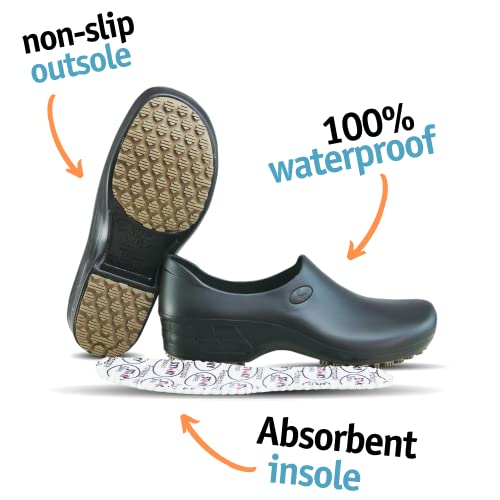 Sticky SSW-US-PTA-8.5 Nursing Shoes Women - Chefs - Kitchen - Nurses - Clogs for Work - Waterproof Non Slip (Black, 8.5) - Image 2