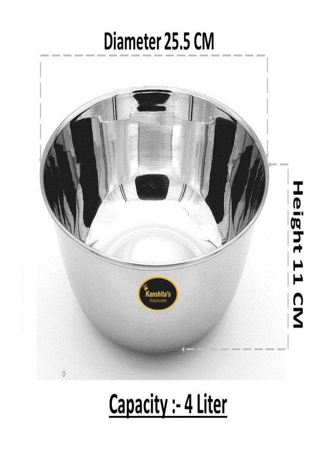 Kanshita's Rasoiware وعاء كانشيتا راسويوار متعدد الأغراض من الفولاذ المقاوم للصدأ - سعة 4 لترات، سميك، مناسب للخلط والتقديم والتخزين - Image 3