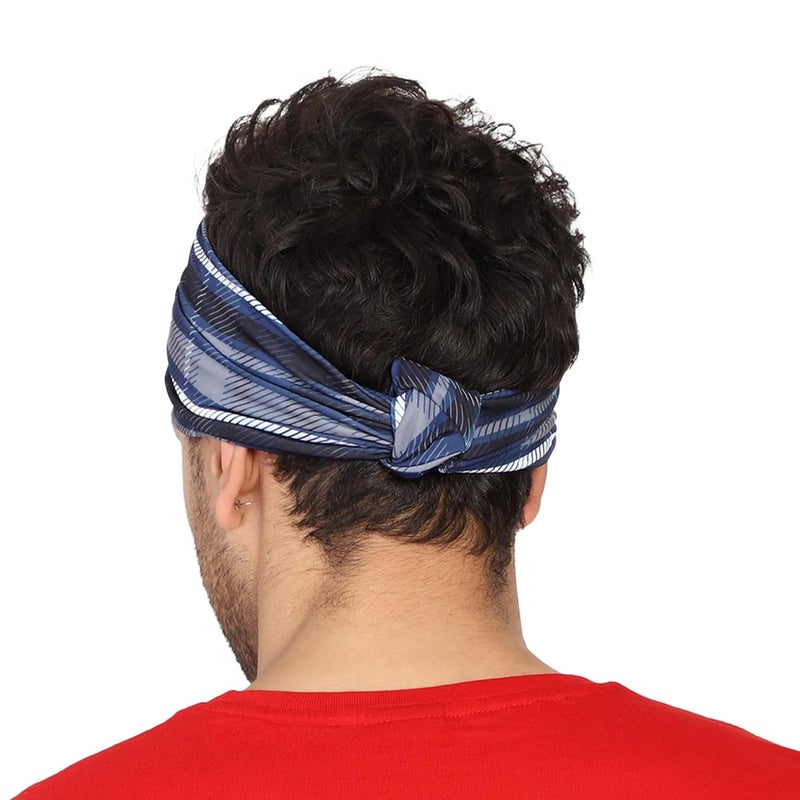 Coreteq Multicolor Sports Sweatband Headband Concealed Seam Micro-Spandex Men and Women (Plaid Blue) Free Size - Image 3