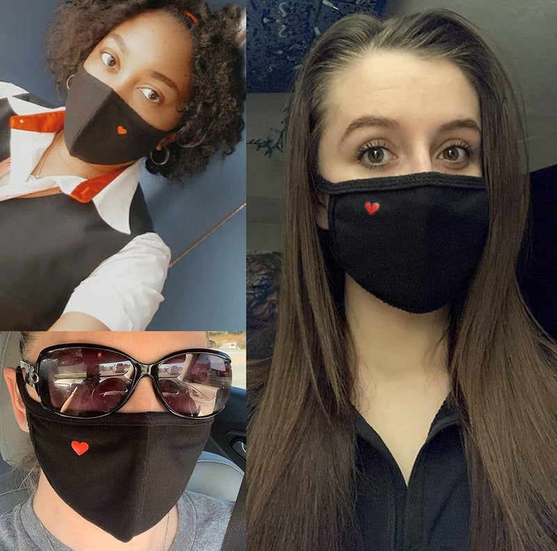 comfso Fashion Cute Heart Face Protection with Adjustable Nose Bridge - Christmas Gifts, Gifts for Women, Unisex Cotton Cloth Heart Masks, Washable Reusable Warm for Outdoor Activities - Image 4
