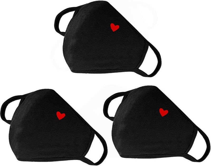 comfso Fashion Cute Heart Face Protection with Adjustable Nose Bridge - Christmas Gifts, Gifts for Women, Unisex Cotton Cloth Heart Masks, Washable Reusable Warm for Outdoor Activities - Image 1