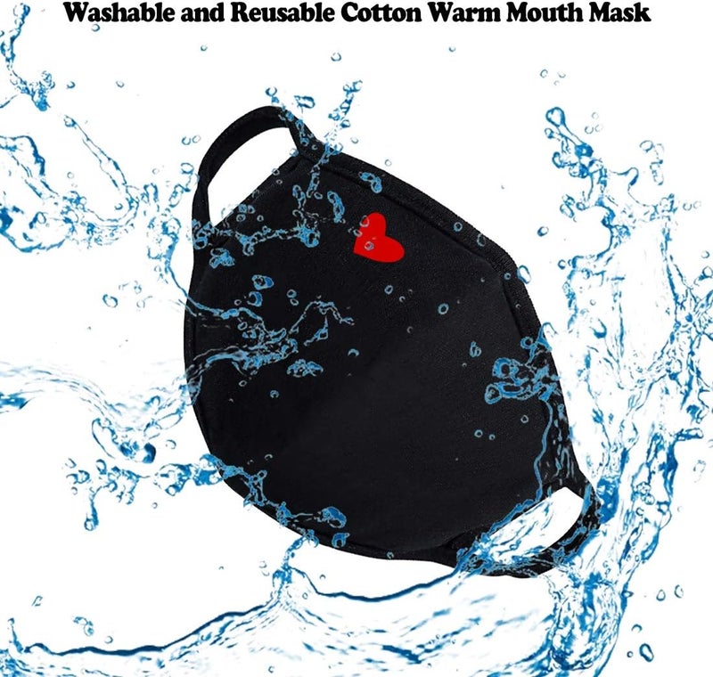comfso Fashion Cute Heart Face Protection with Adjustable Nose Bridge - Christmas Gifts, Gifts for Women, Unisex Cotton Cloth Heart Masks, Washable Reusable Warm for Outdoor Activities - Image 2