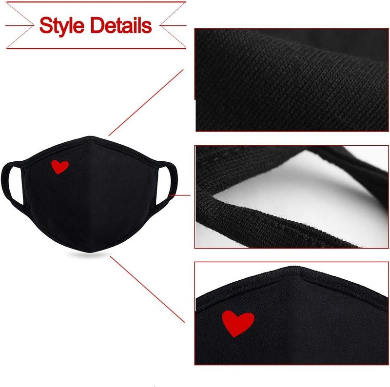 comfso Fashion Cute Heart Face Protection with Adjustable Nose Bridge - Christmas Gifts, Gifts for Women, Unisex Cotton Cloth Heart Masks, Washable Reusable Warm for Outdoor Activities - Image 3