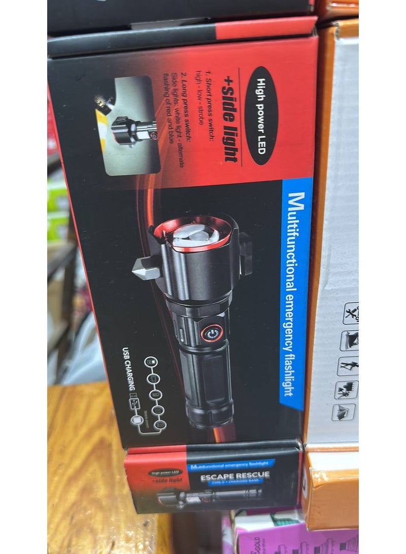 LED Super Bright Rechargeable Torch – 10000 Lumens, 5 Modes Tactical Flashlight with Zoom, Powerful Light for Camping, Hiking & Emergency (Includes Battery)