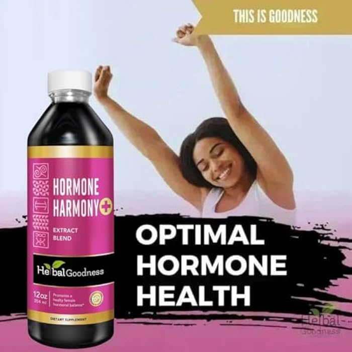 Herbal Goodness عشبي جيد هارموني هرموني، مكملات انقطاع الطمث للنساء، توازن الهرمونات للنساء، مكملات ما قبل انقطاع الطمث، مكمل استروجين عضوي، هرمونات سعيدة، خصوبة، رضاعة 1 زجاجة (12 أونصة) - Image 5