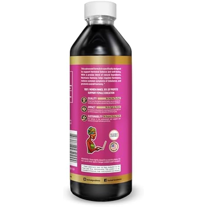 Herbal Goodness عشبي جيد هارموني هرموني، مكملات انقطاع الطمث للنساء، توازن الهرمونات للنساء، مكملات ما قبل انقطاع الطمث، مكمل استروجين عضوي، هرمونات سعيدة، خصوبة، رضاعة 1 زجاجة (12 أونصة) - Image 2