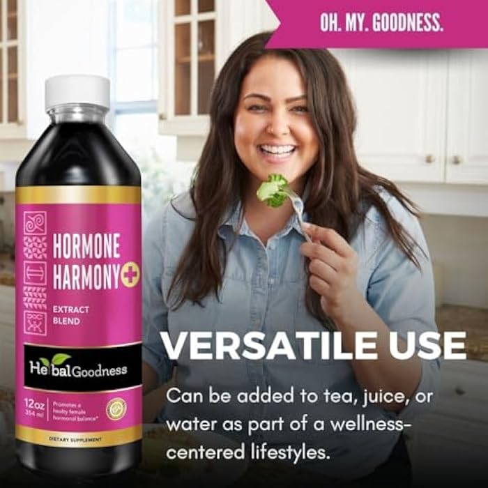 Herbal Goodness عشبي جيد هارموني هرموني، مكملات انقطاع الطمث للنساء، توازن الهرمونات للنساء، مكملات ما قبل انقطاع الطمث، مكمل استروجين عضوي، هرمونات سعيدة، خصوبة، رضاعة 1 زجاجة (12 أونصة) - Image 4
