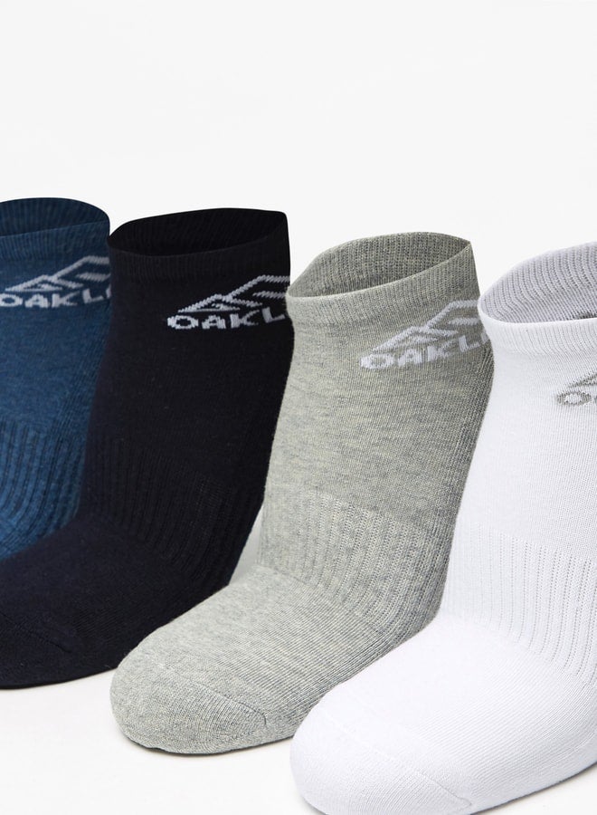 OAKLAN Men's Logo Print Ankle Length Sports Socks - Set of 5 - Image 2