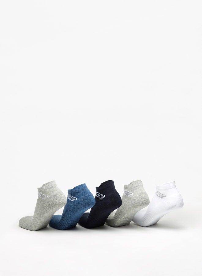 OAKLAN Men's Logo Print Ankle Length Sports Socks - Set of 5 - Image 3