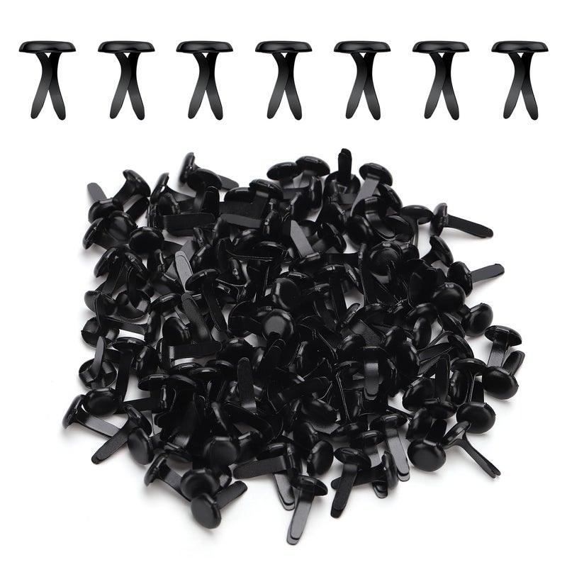 XIHIRCD 150pcs Paper Clips for Crafts, 0.31x0.55in Shiny Smooth Round Head Split Pins for Paper Crafts Brads Paper Fasteners for Scrapbooks Brass Fasteners for Cards Photo Walls Kids Craft (Black) - Image 1
