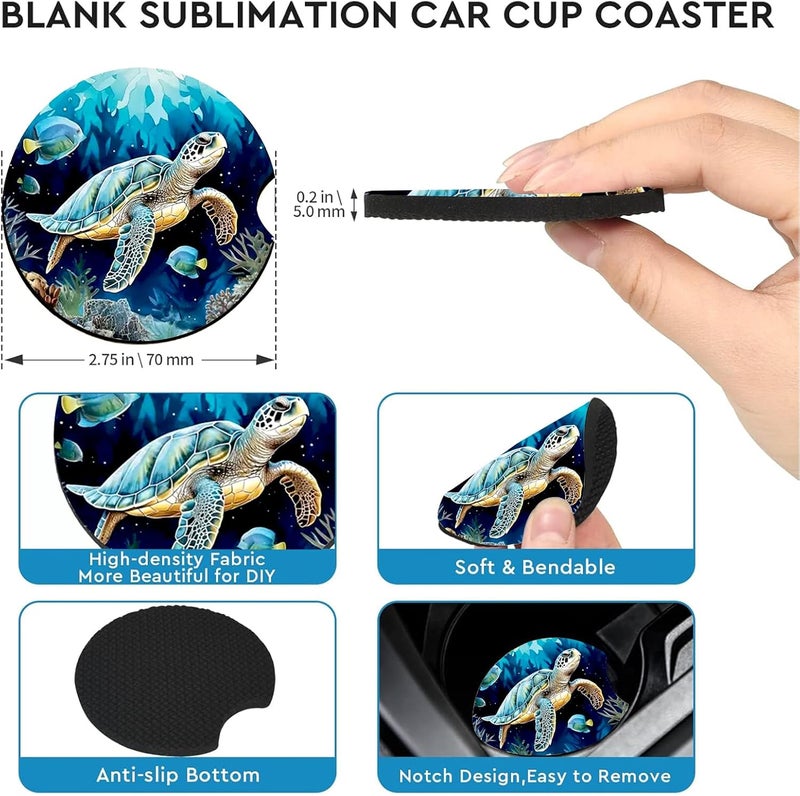 Ldntly Car Coasters for Cup Holders,2 Pack Sea Turtle Car Cup Holder Coasters,2.75" Universal Size Anti Slip Rubber Mat,Automotive Cup Holder Decal Decor Accessories,Sea Turtle Gifts for Women,Mom,Men - Image 5