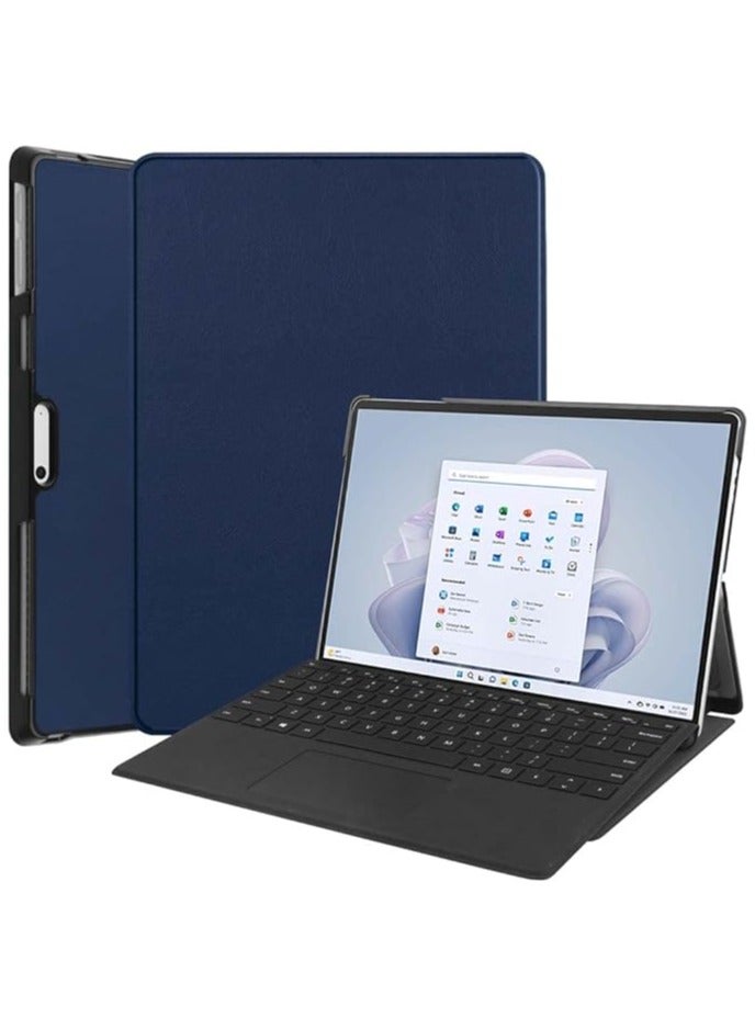 erorex Custer Case Compatible for Surface Pro 10,Surface Pro 9,Ultra-thin PU-Leather Hard Shell Cover - Blue - Image 1