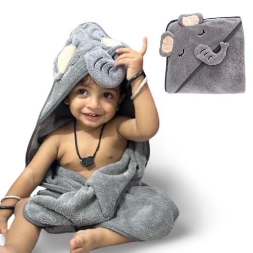 MumsLap Hooded Baby Towel - Premium Soft Baby Bath Towel for Bathtub for Newborn, Infant-Ultra Absorbent, Natural Baby Stuff Towel for Boys and Girls (Bear, Kitty & Puppy) (Elephant) | Polyester Blend - Image 3