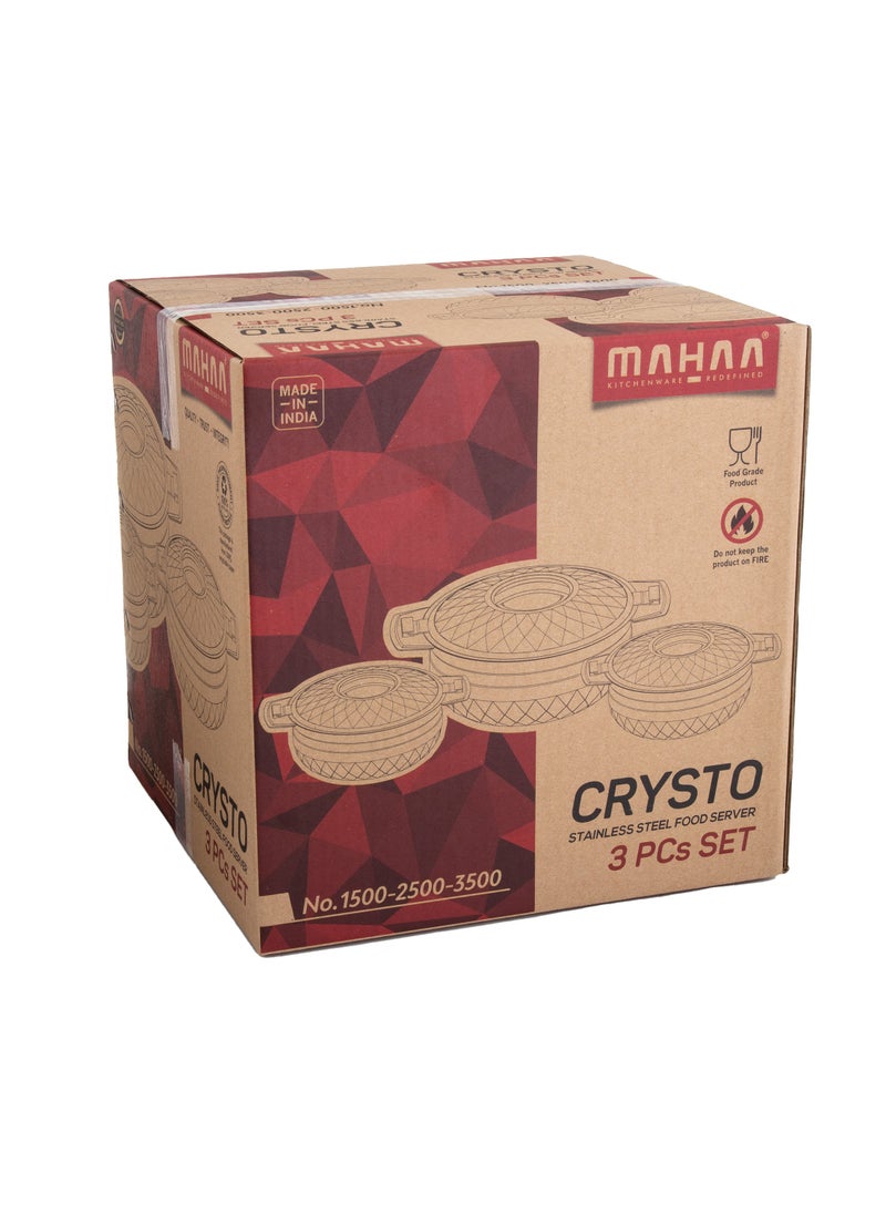 Crysto Set of stainless steel containers, 3 pieces, 1500 ml + 2500 ml + 3500 ml  - Image 3