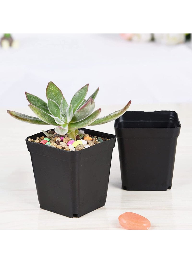 SYOSI Plastic Square Nursery Pots 36Pcs 3 Inch Plant Seed Starting Pots with Drainage Hole and Saucers for Seedling, Container for Your Room, Garden Office and Balcony Decor, Black  - Image 3