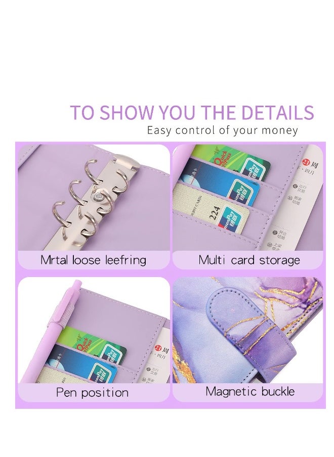 Generic Budget Binder with Zipper Envelopes, Cash Envelopes for Budgeting, A6 PU Leather Budget Binder Planner with 12 Pcs Clear Zipper Envelopes, 12 Pcs Budget Sheets for Budgeting, Saving Money(Azure)  - Image 5