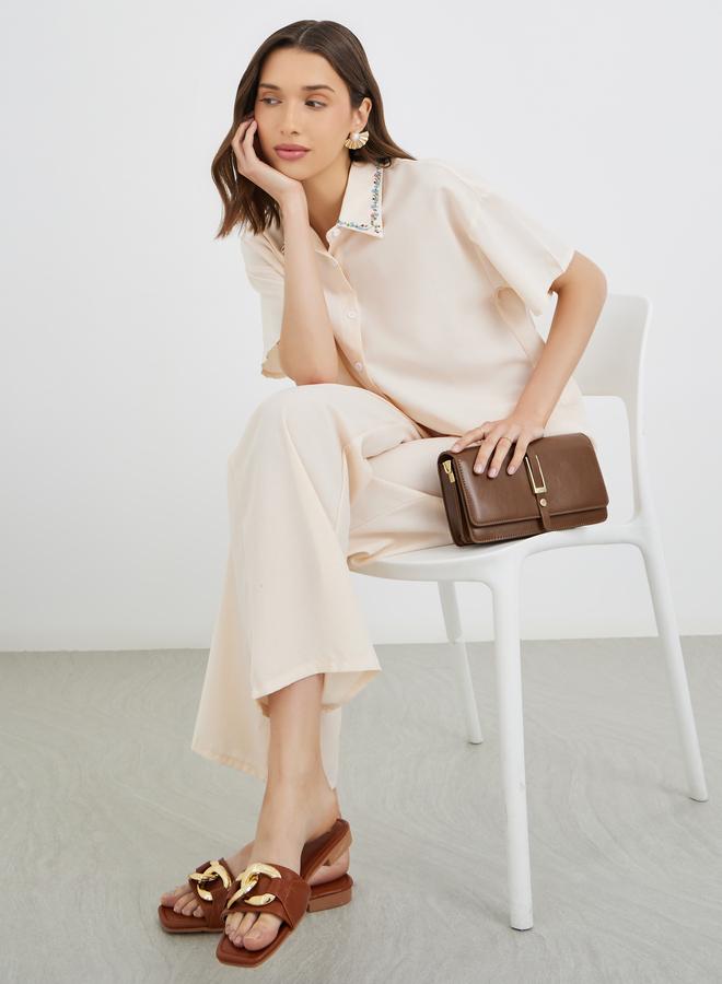 Take Two Floral Embroidered Shirts and Pants Co-Ords - Image 1