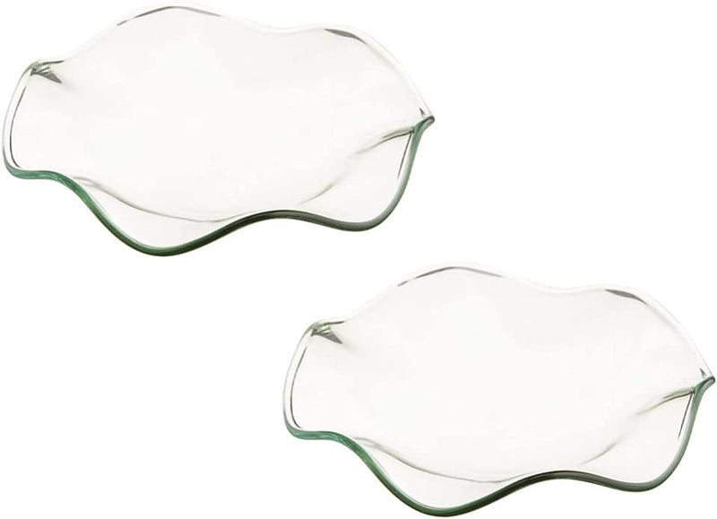 woobles Oil Burner 2Pcs Replacement Oil Warmer Dish Flower Shape Glass Dish Wax Melt Candle Warmer Bowl Plate Lid Tray for Aroma Lamp Electric Lamps L Wax Melt Burner 12x12cm - Image 1