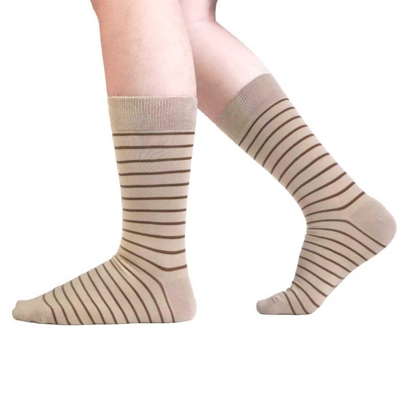 WeciBor Men's Beige Khaki Dress Socks - 6 Pack Seamless Cotton Tan Crew Socks, Size 7-12 for Business & Everyday Wear - Image 4