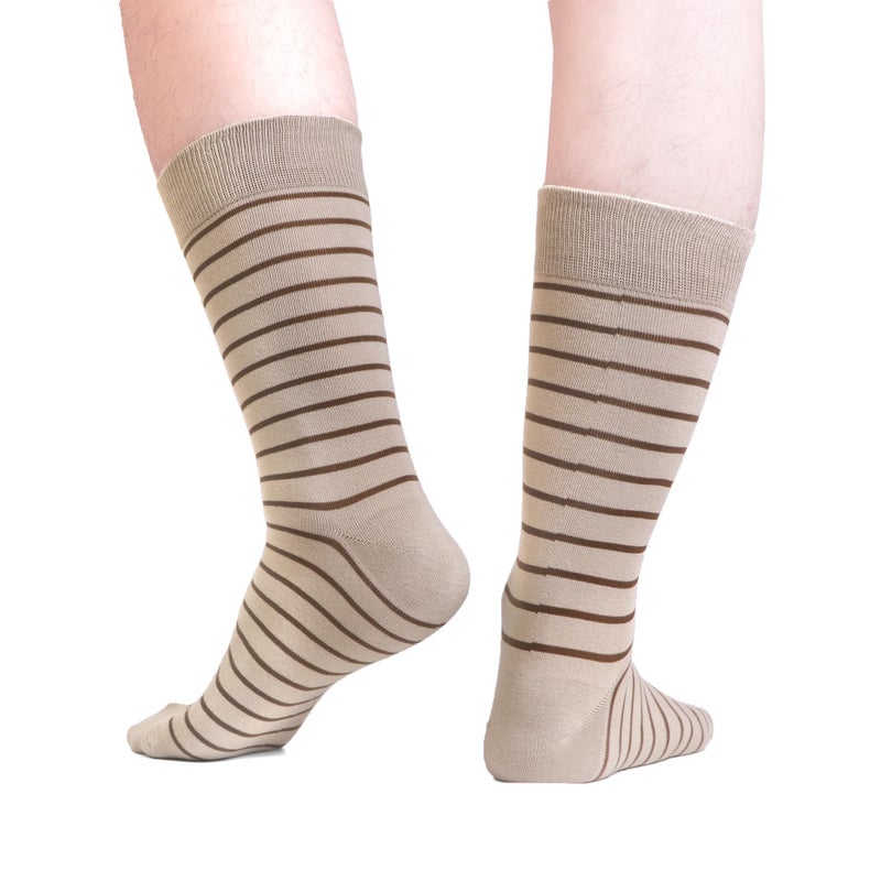 WeciBor Men's Beige Khaki Dress Socks - 6 Pack Seamless Cotton Tan Crew Socks, Size 7-12 for Business & Everyday Wear - Image 5