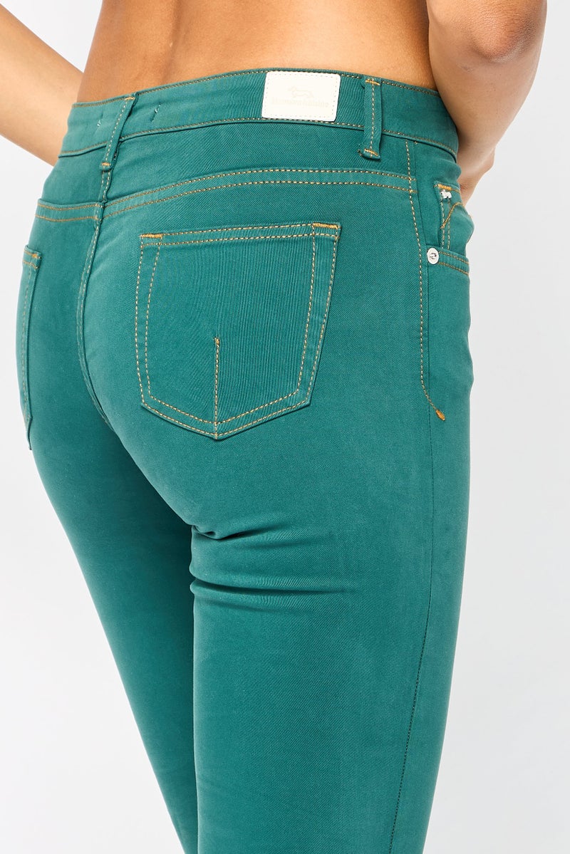 Harmont & Blaine Women Regular Fit Plain Stretchable Jeans, Green - Image 3