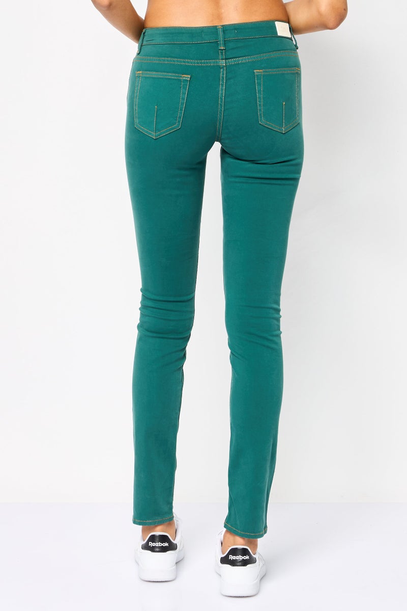 Harmont & Blaine Women Regular Fit Plain Stretchable Jeans, Green - Image 4