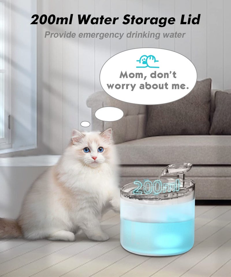NPET WF100 Cat Foutain, 54oz/1.6L Automatic Pet Water Fountain Dog Water Dispenser with 2 Flow Modes, Bottom Suction LED Light Quiet Pump for for Cats & Small Dogs - Image 3