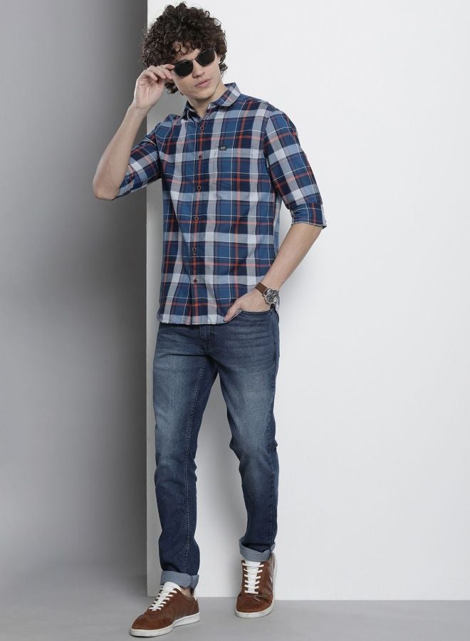 The Indian Garage Co Men Regular Fit Checkered Full Sleeves Cutaway Collar Casual Shirt - Image 5