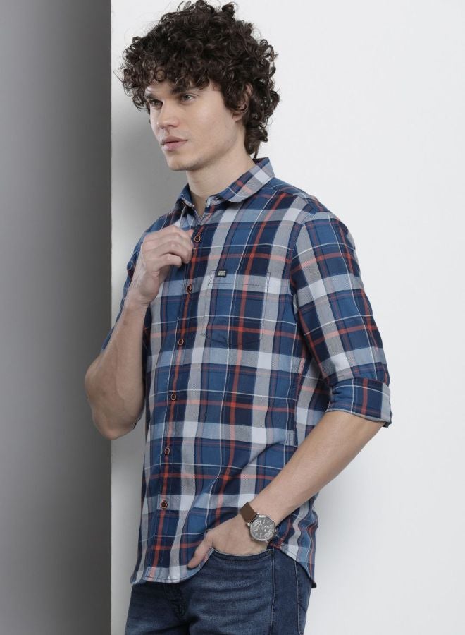 The Indian Garage Co Men Regular Fit Checkered Full Sleeves Cutaway Collar Casual Shirt - Image 3