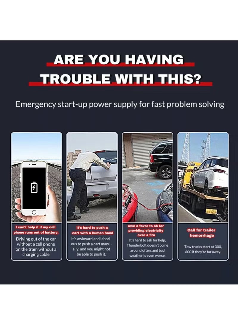 سناجل بنك طاقة محمول لبدء تشغيل السيارة، 1200 أمبير 49800 مللي أمبير في الساعة 12 فولت مع حزمة تعزيز البطارية مع مشابك ذكية، ومصباح طوارئ LED، ومنفذ شحن USB وشاشة رقمية، وبدء تشغيل عالي الأداء للسيارات والهواتف والأجهزة - Image 4