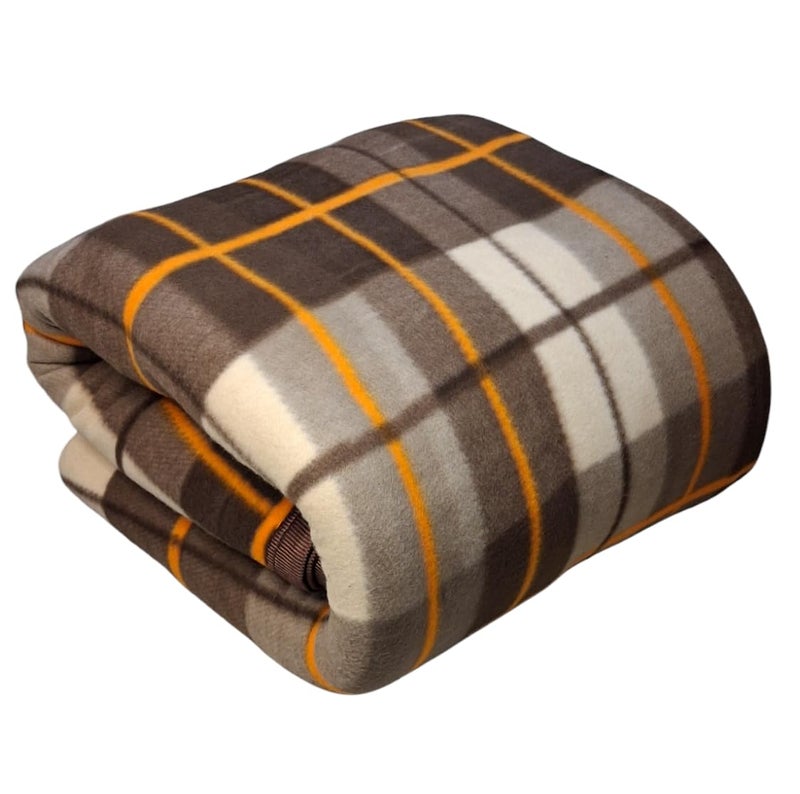 CHANDRAVATI Modern Polar Fleece All Season Blanket with || Satan Border || 500 TC || Heavy Quality || (CK-Brown, Single) - Image 1