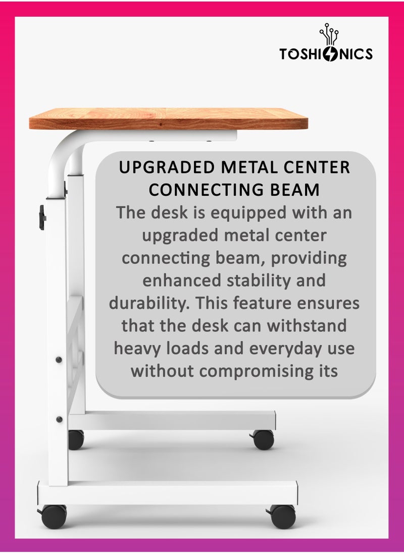 Upgraded Adjustable Laptop Desk – Sturdy Metal Base, Portable & Multi-Purpose Computer Table | Height Adjustable, Movable Overbed, Sofa, Coffee, Study, Workstation & Bedside Table for Home & Office