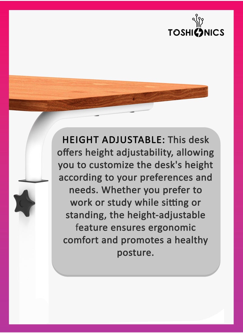 Upgraded Adjustable Laptop Desk – Sturdy Metal Base, Portable & Multi-Purpose Computer Table | Height Adjustable, Movable Overbed, Sofa, Coffee, Study, Workstation & Bedside Table for Home & Office